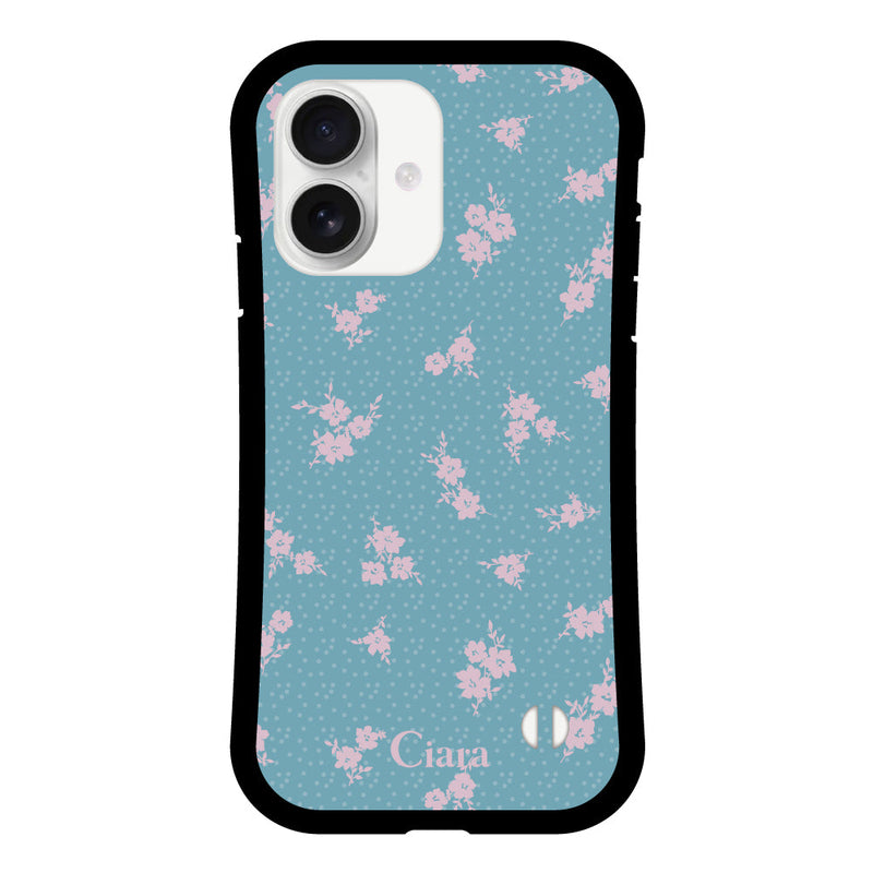 iPhoneケース グリップ 耐衝撃ケース ドットフラワー