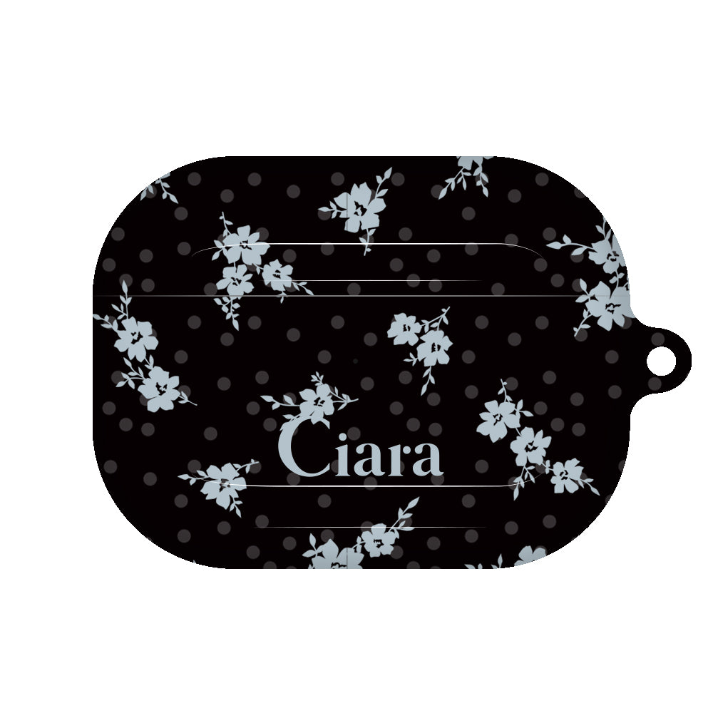 AirpodsProケース ハード ドットフラワー ブラック