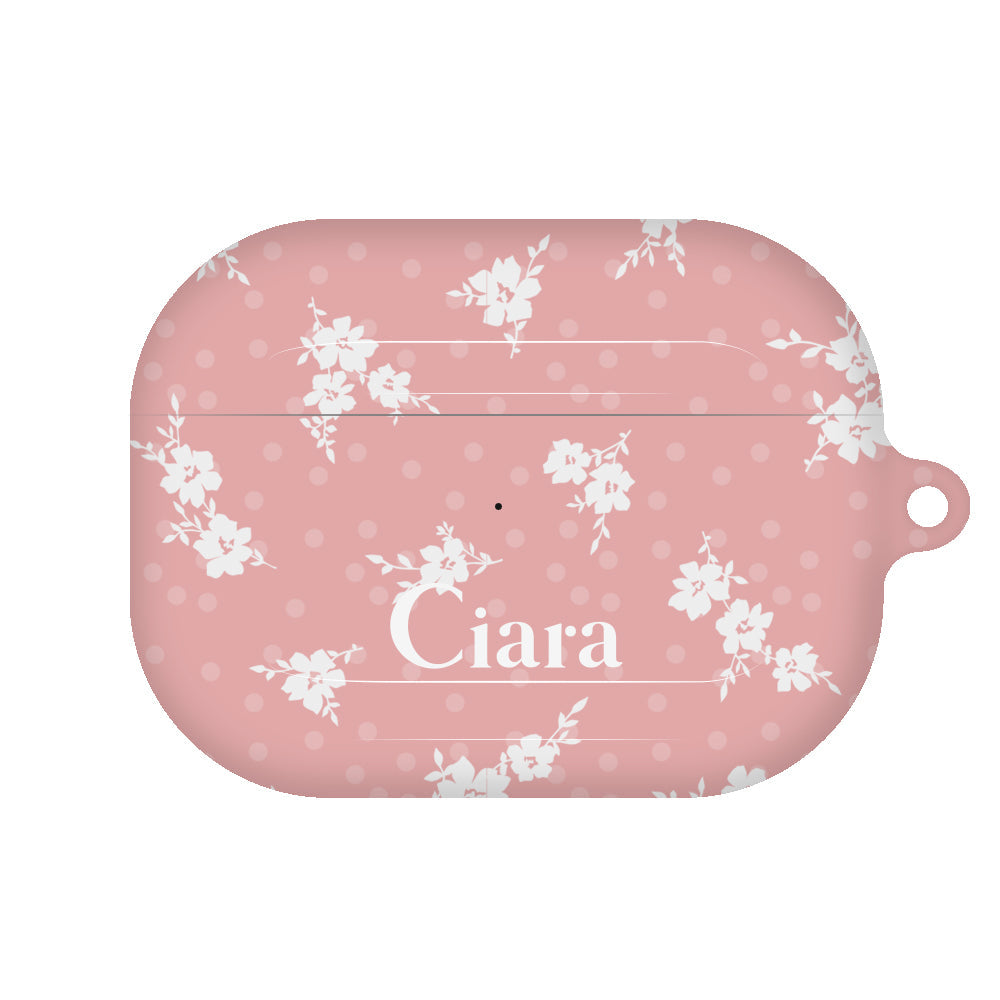 AirpodsProケース ハード ドットフラワー ピンク