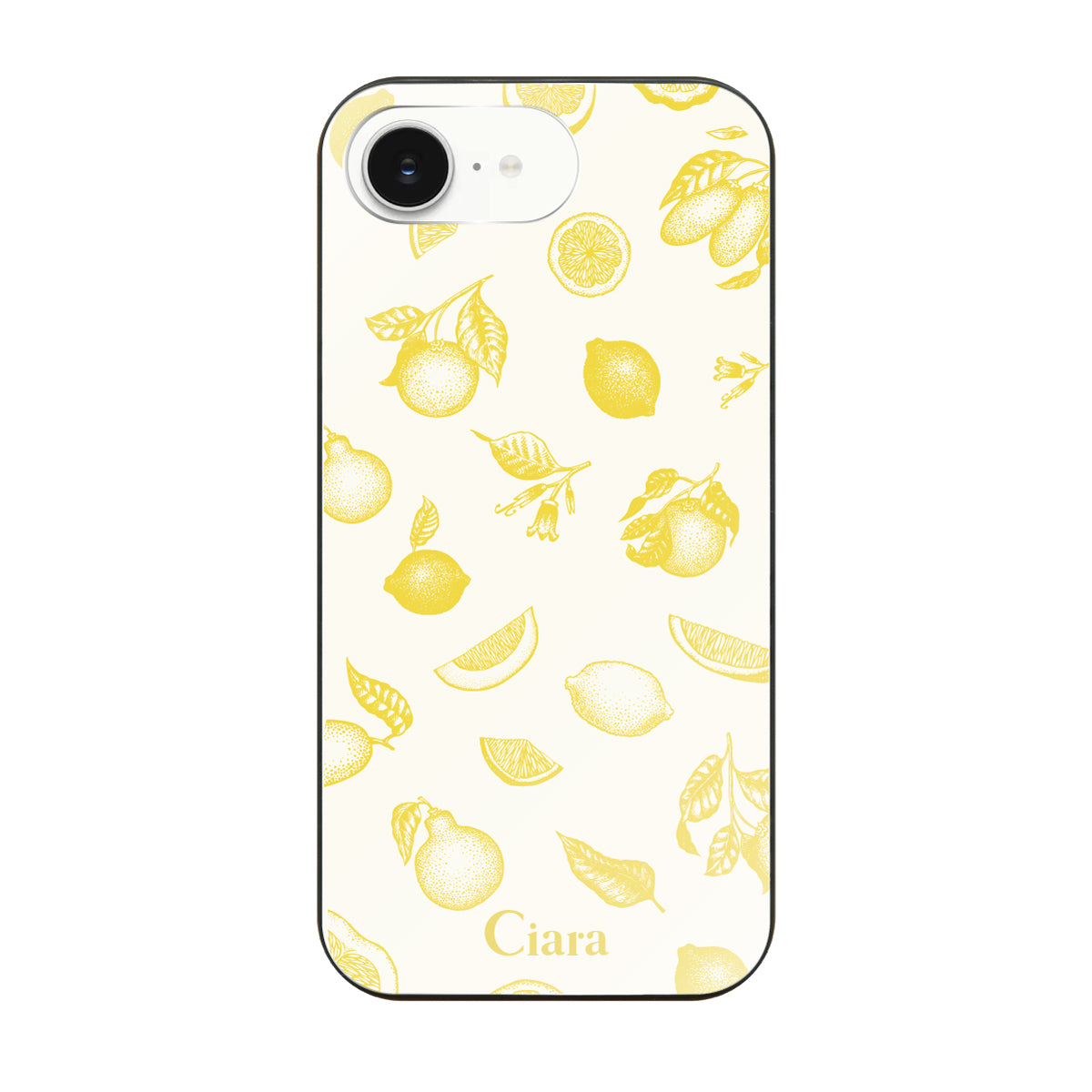 iPhone16eケース ガラス 強化ガラスケース ロマンティックレモン イエロー