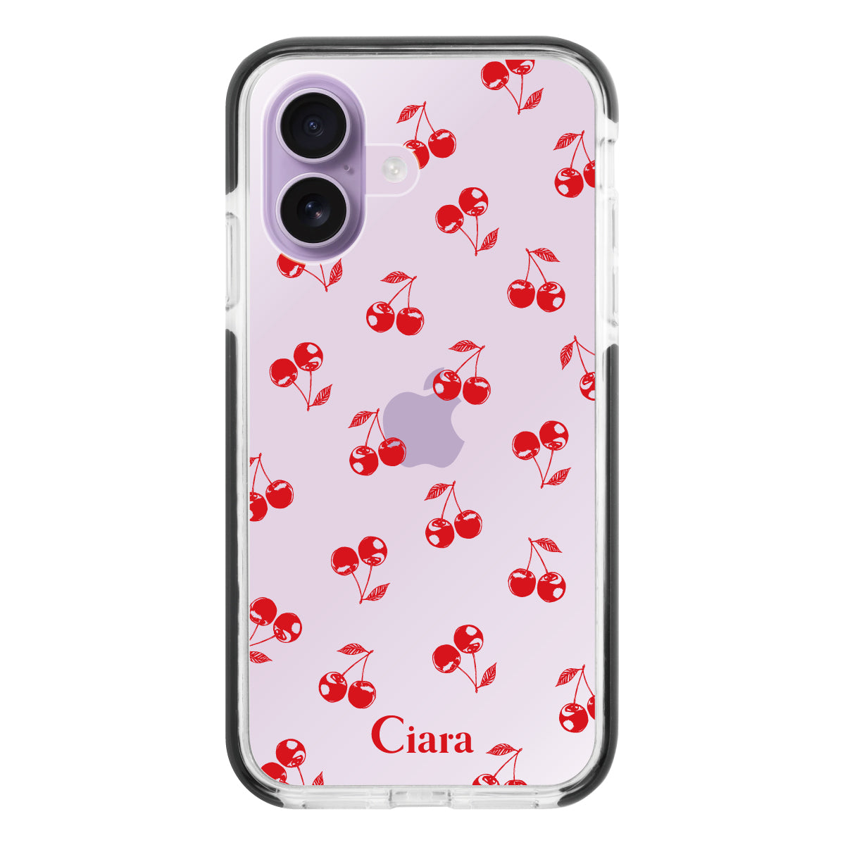 iPhone17 クッションバンパー 耐衝撃クリアケース ロマンティックチェリー レッド