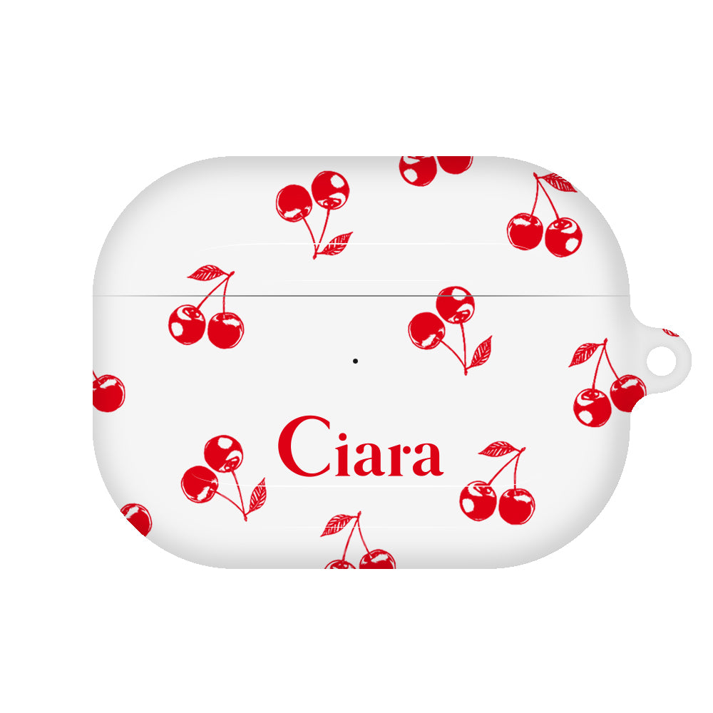 AirpodsProケース ハード ロマンティックチェリー レッド