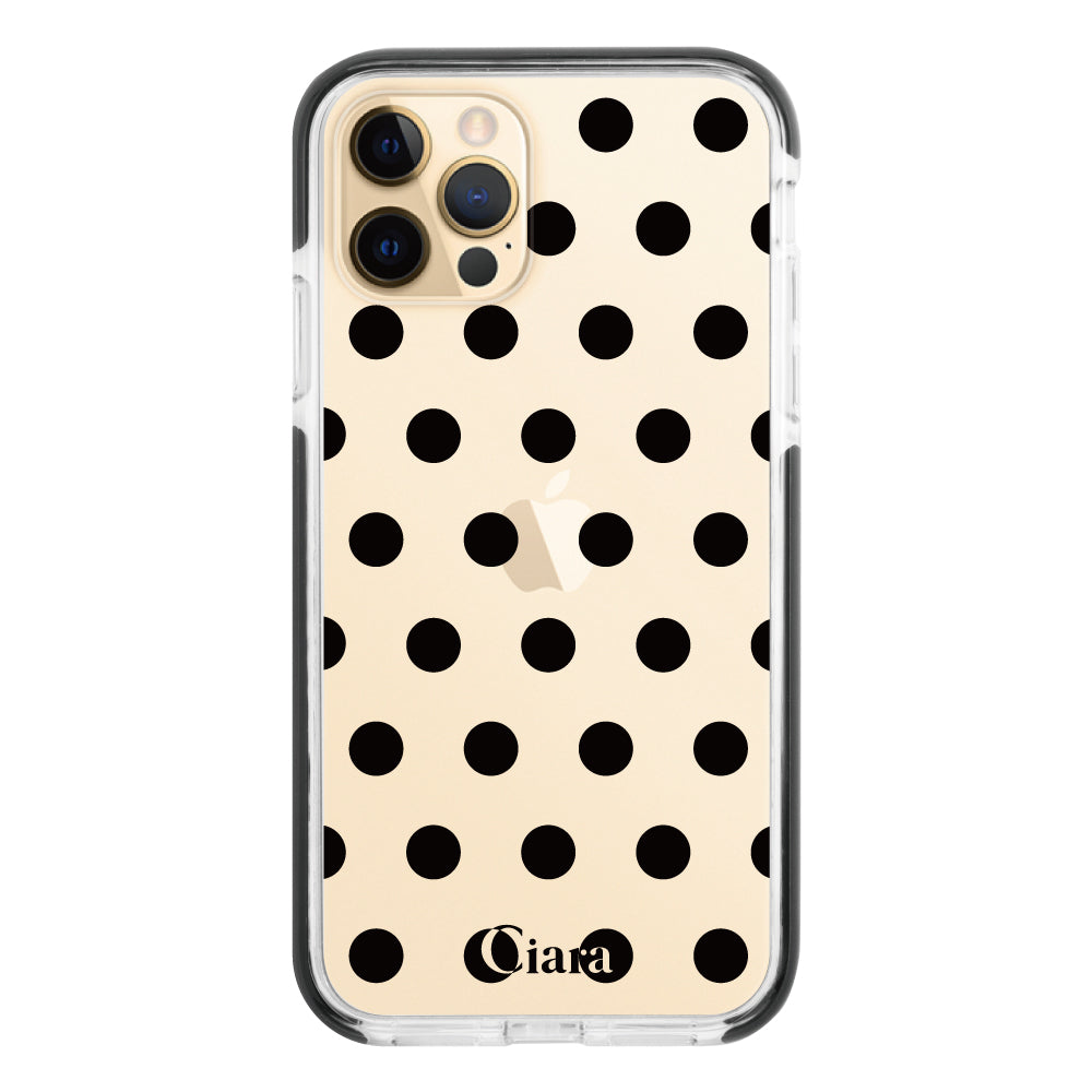 iPhone11Pro クッションバンパー 耐衝撃クリアケース ドット ブラック