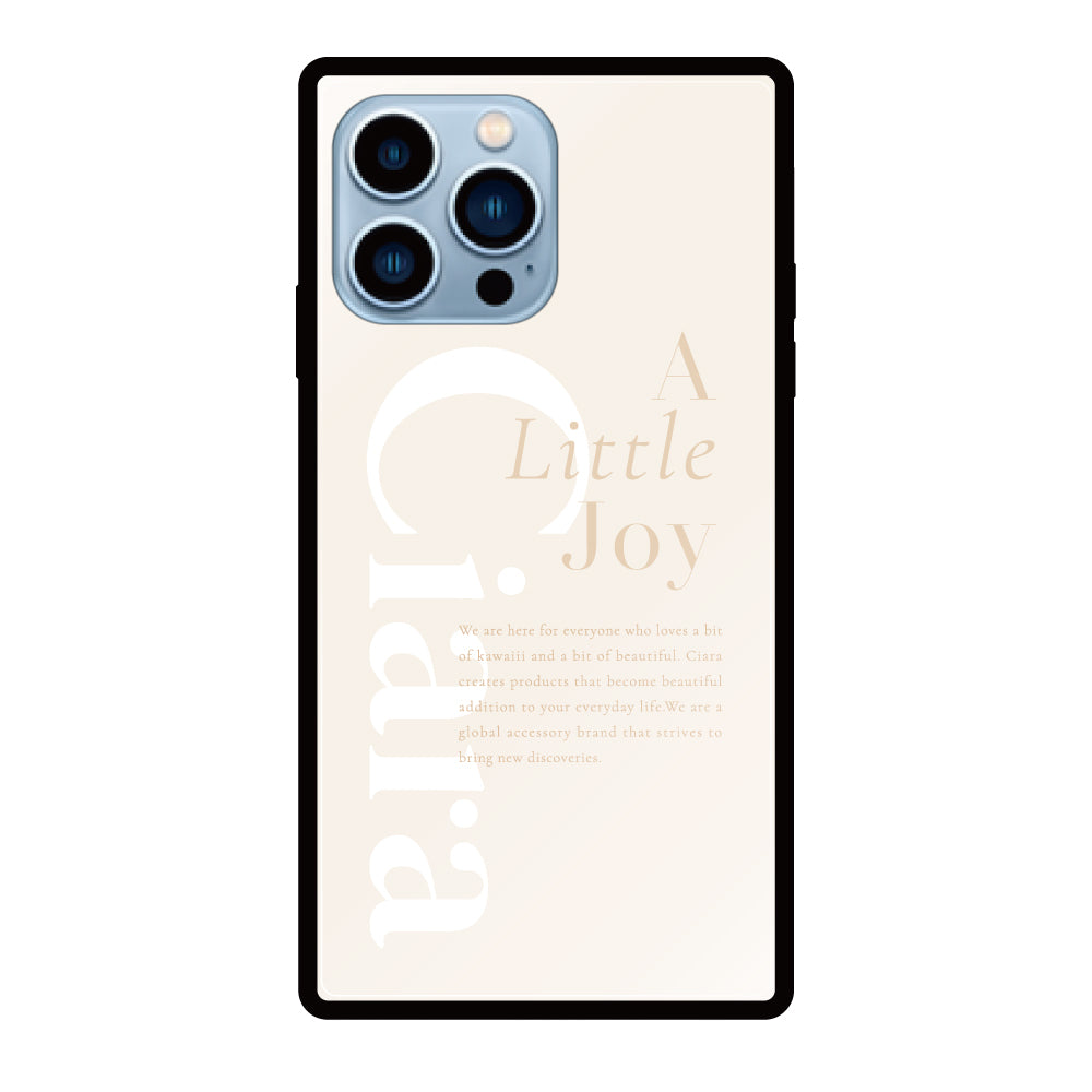 iPhone13ProMaxケース スクエア 強化ガラスケース アリトルジョイ オフホワイト