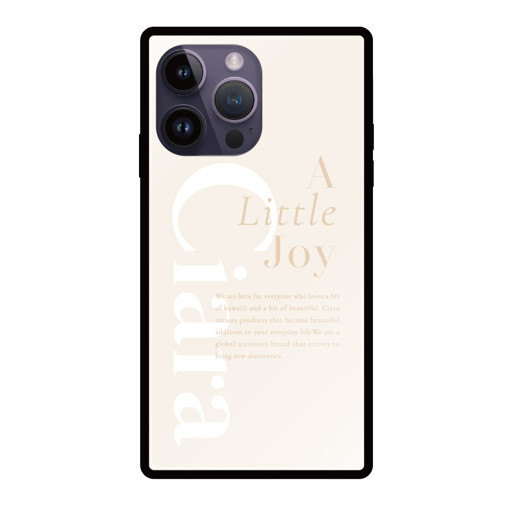 iPhone14ProMaxケース スクエア 強化ガラスケース アリトルジョイ オフホワイト