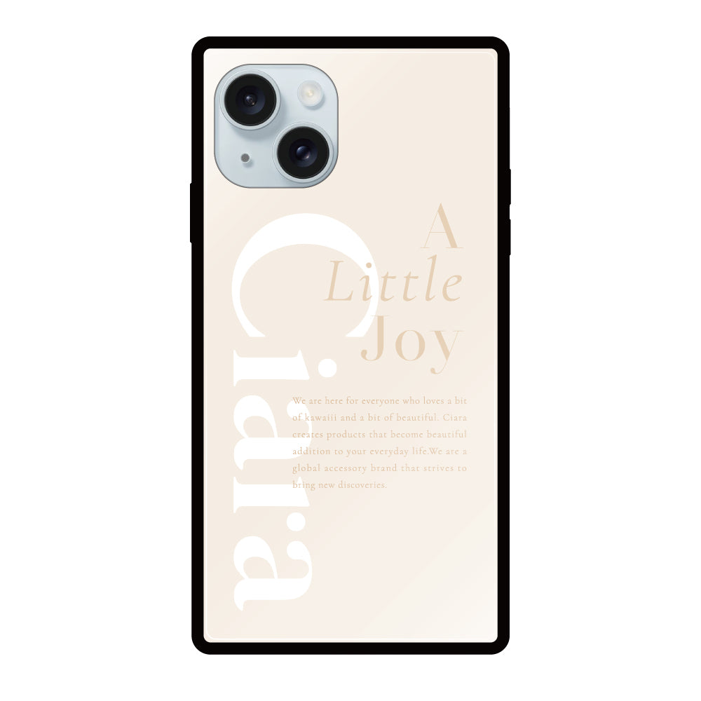 iPhone15Plusケース スクエア 強化ガラスケース アリトルジョイ オフホワイト
