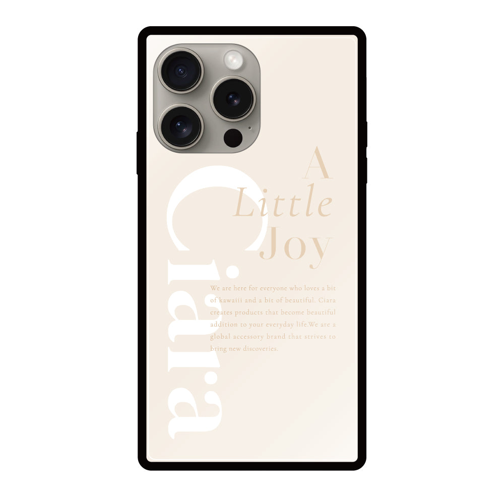 iPhone15Proケース スクエア 強化ガラスケース アリトルジョイ オフホワイト