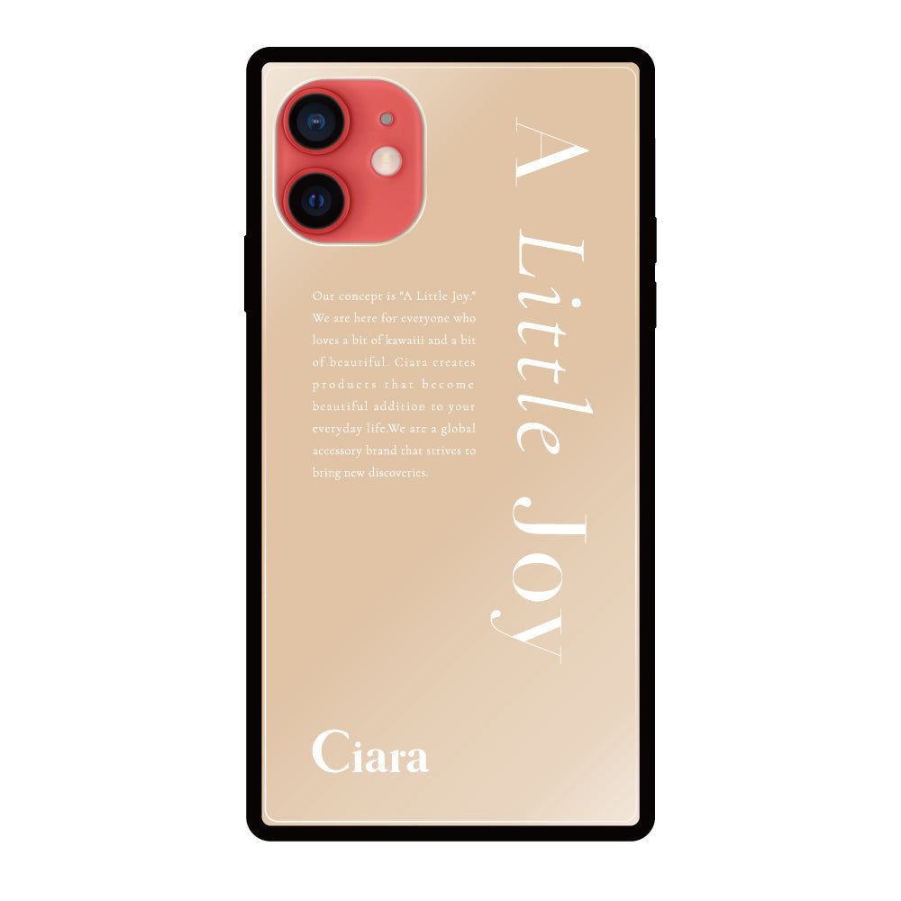 iPhone11ケース スクエア 強化ガラスケース アリトルジョイ ベージュ