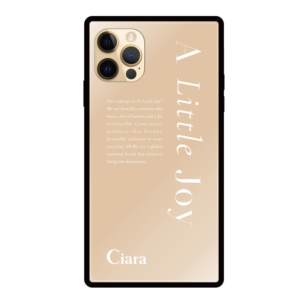 iPhone11ProMaxケース スクエア 強化ガラスケース アリトルジョイ ベージュ
