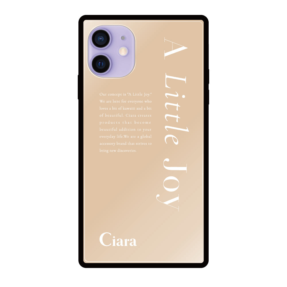 iPhone12/12Proケース スクエア 強化ガラスケース アリトルジョイ ベージュ