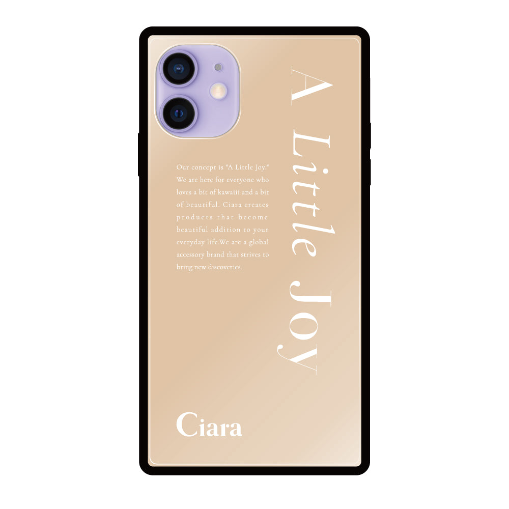 iPhone12/12Proケース スクエア 強化ガラスケース アリトルジョイ ベージュ
