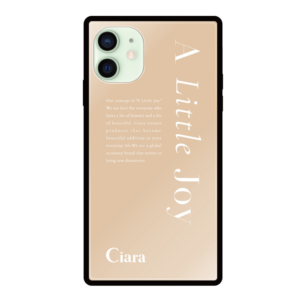 iPhone12miniケース スクエア 強化ガラスケース アリトルジョイ ベージュ
