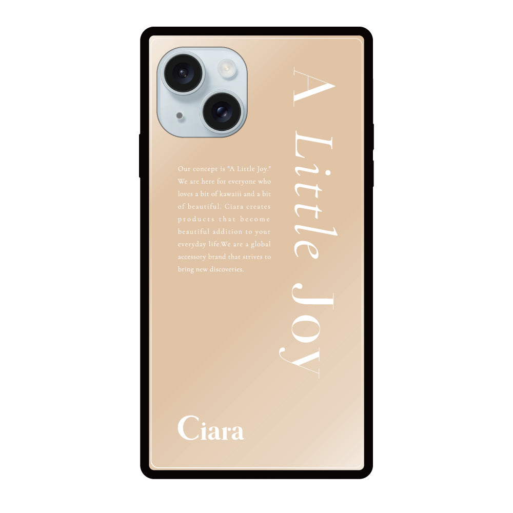 iPhone15Plusケース スクエア 強化ガラスケース アリトルジョイ ベージュ