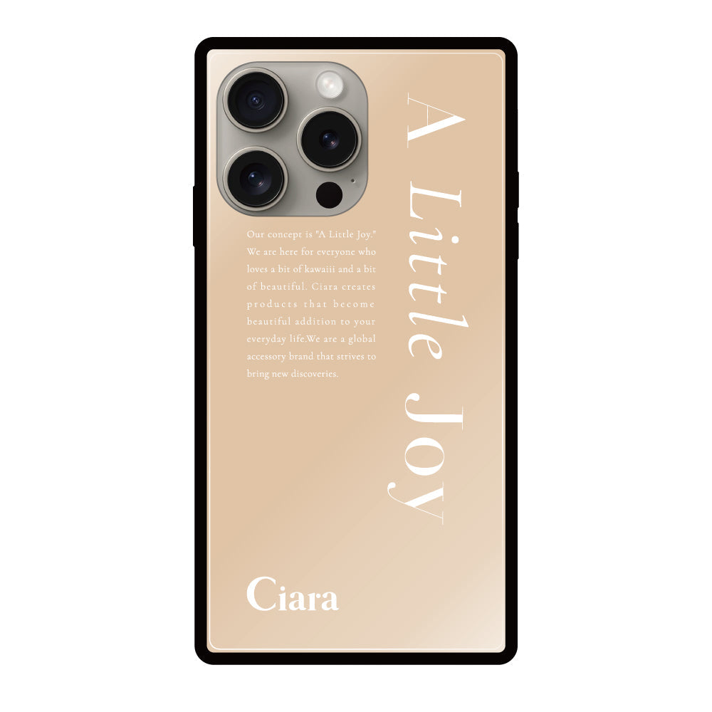 iPhone15Proケース スクエア 強化ガラスケース アリトルジョイ ベージュ