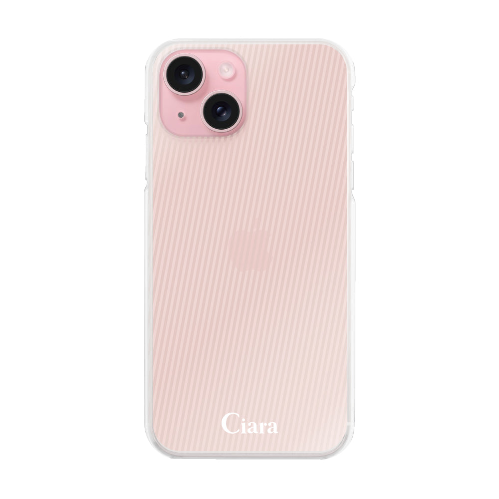 iPhone15 ハイブリッド クリアケース シアーストライプ ベージュ
