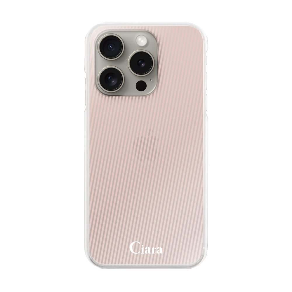 iPhone15Pro ハイブリッド クリアケース シアーストライプ ベージュ