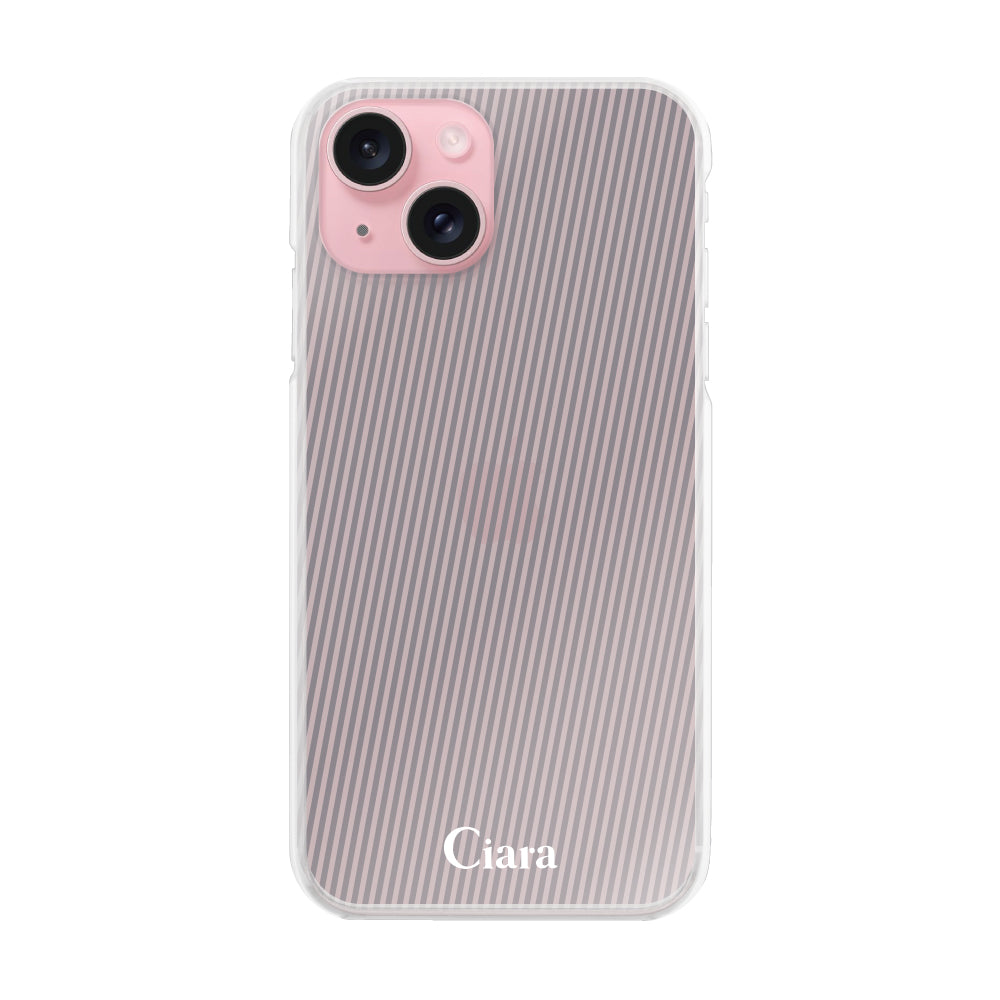 iPhone15 ハイブリッド クリアケース シアーストライプ パープル