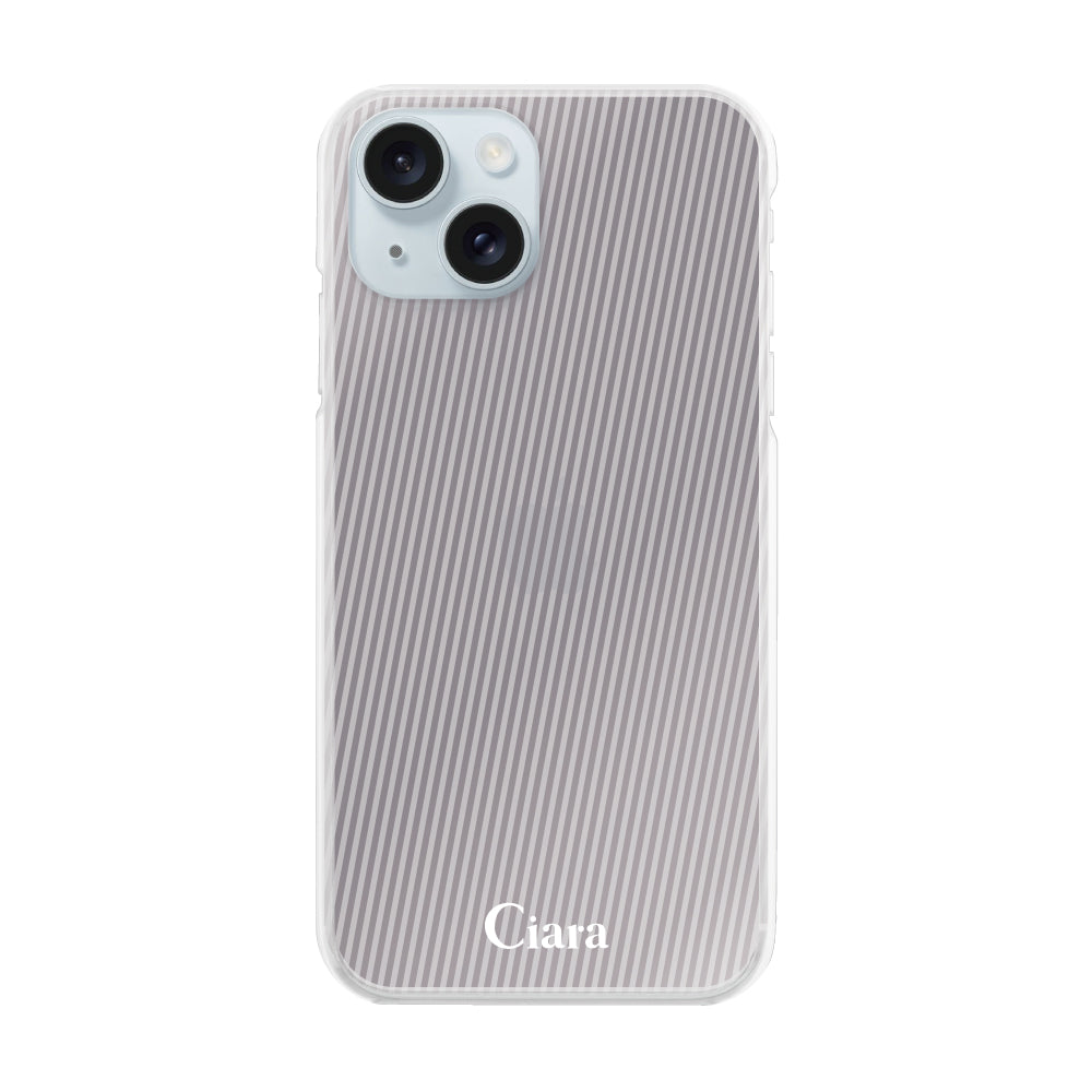 iPhone15Plus ハイブリッド クリアケース シアーストライプ パープル