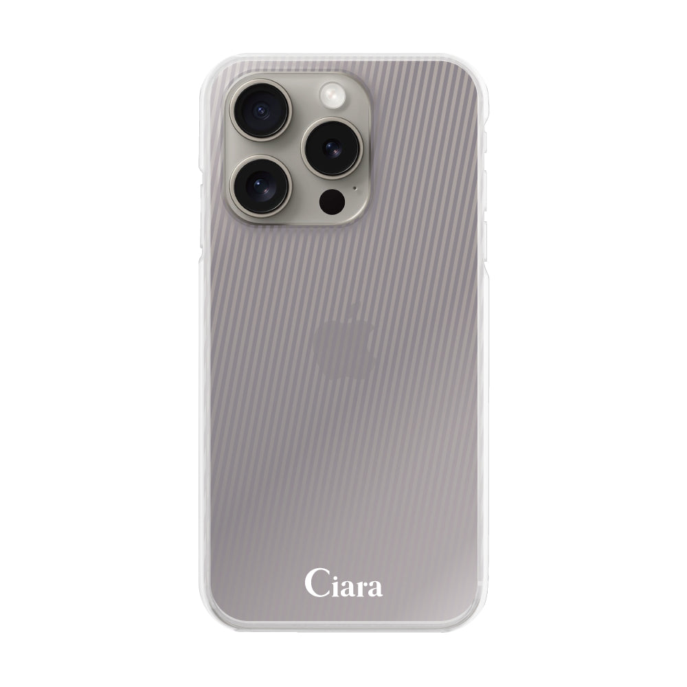 iPhone15Pro ハイブリッド クリアケース シアーストライプ パープル