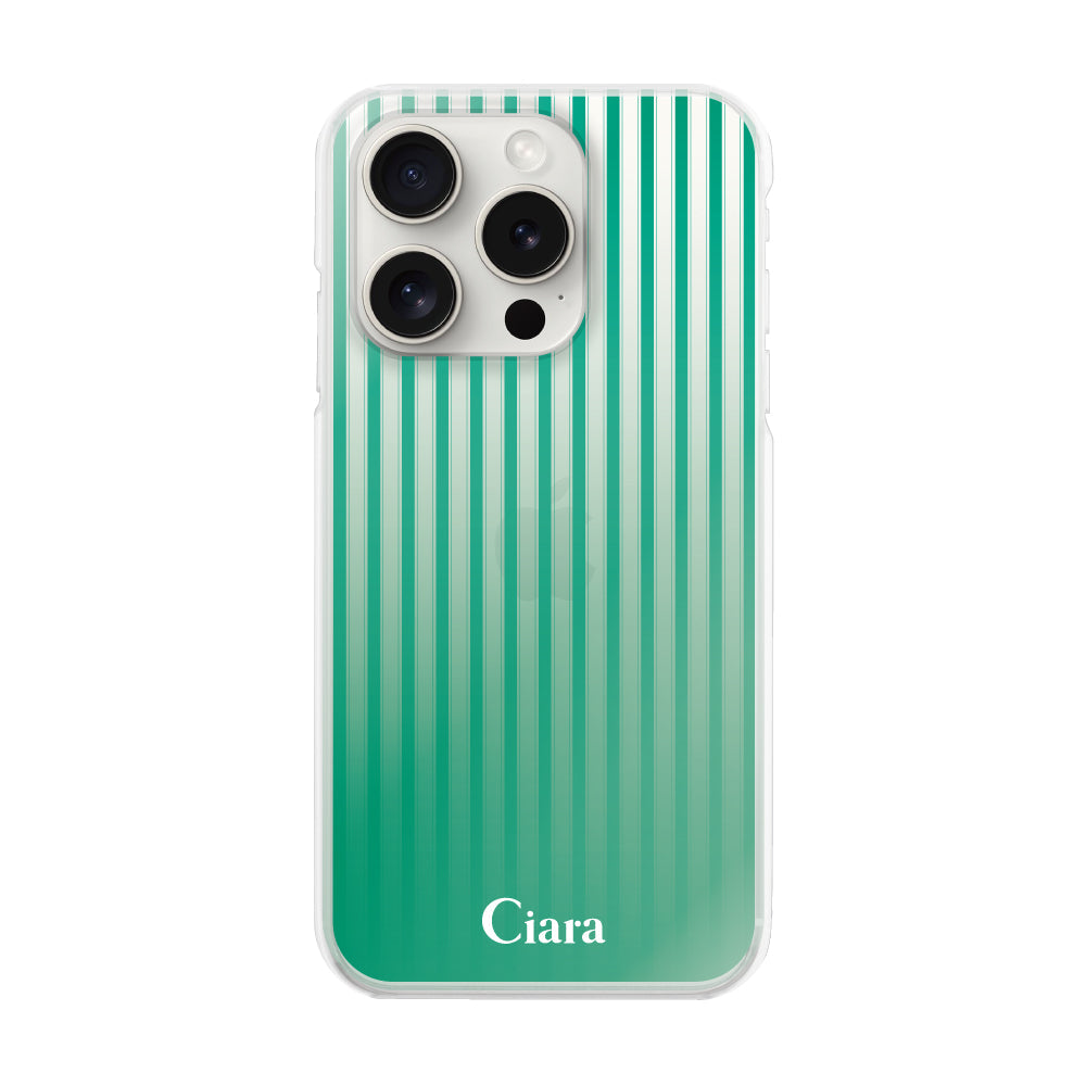 iPhone15ProMax ハイブリッド クリアケース グラデーションストライプ グリーン