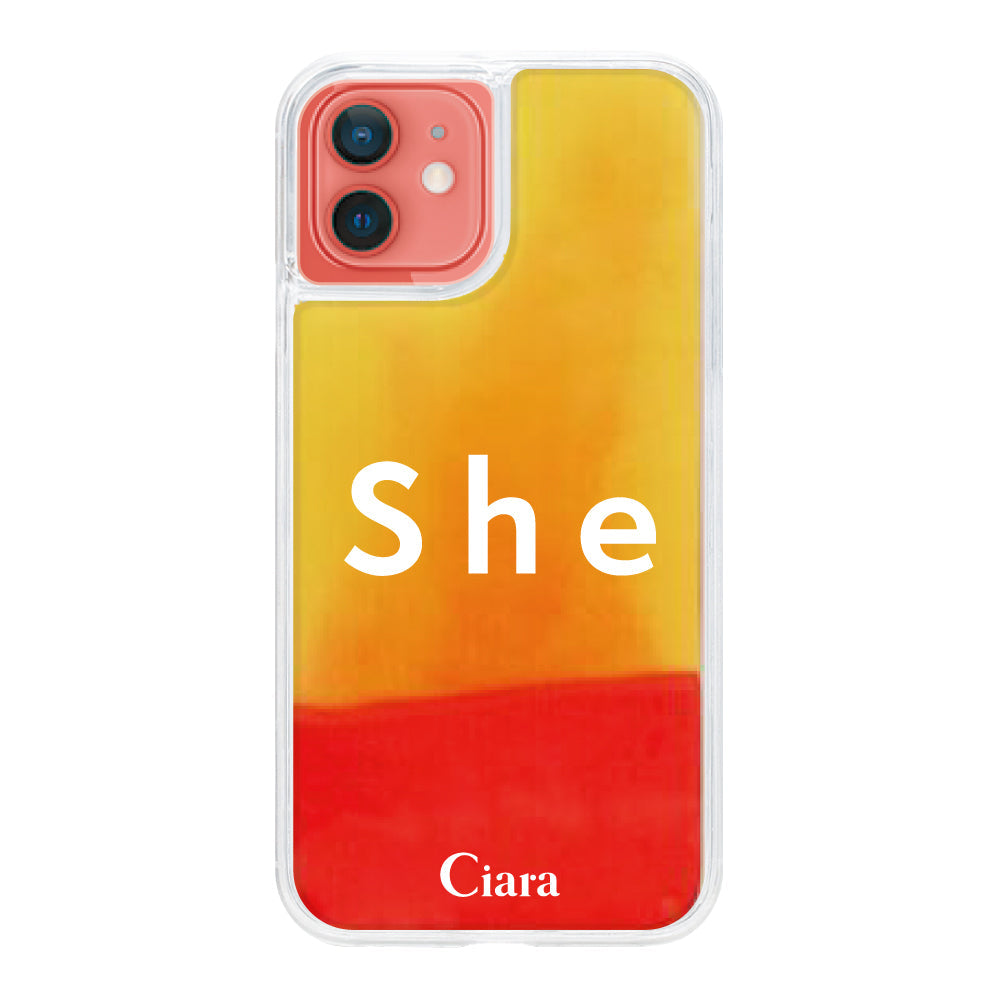 iPhone11ケース ネオンサンド オイルケース シー オレンジ/イエロー