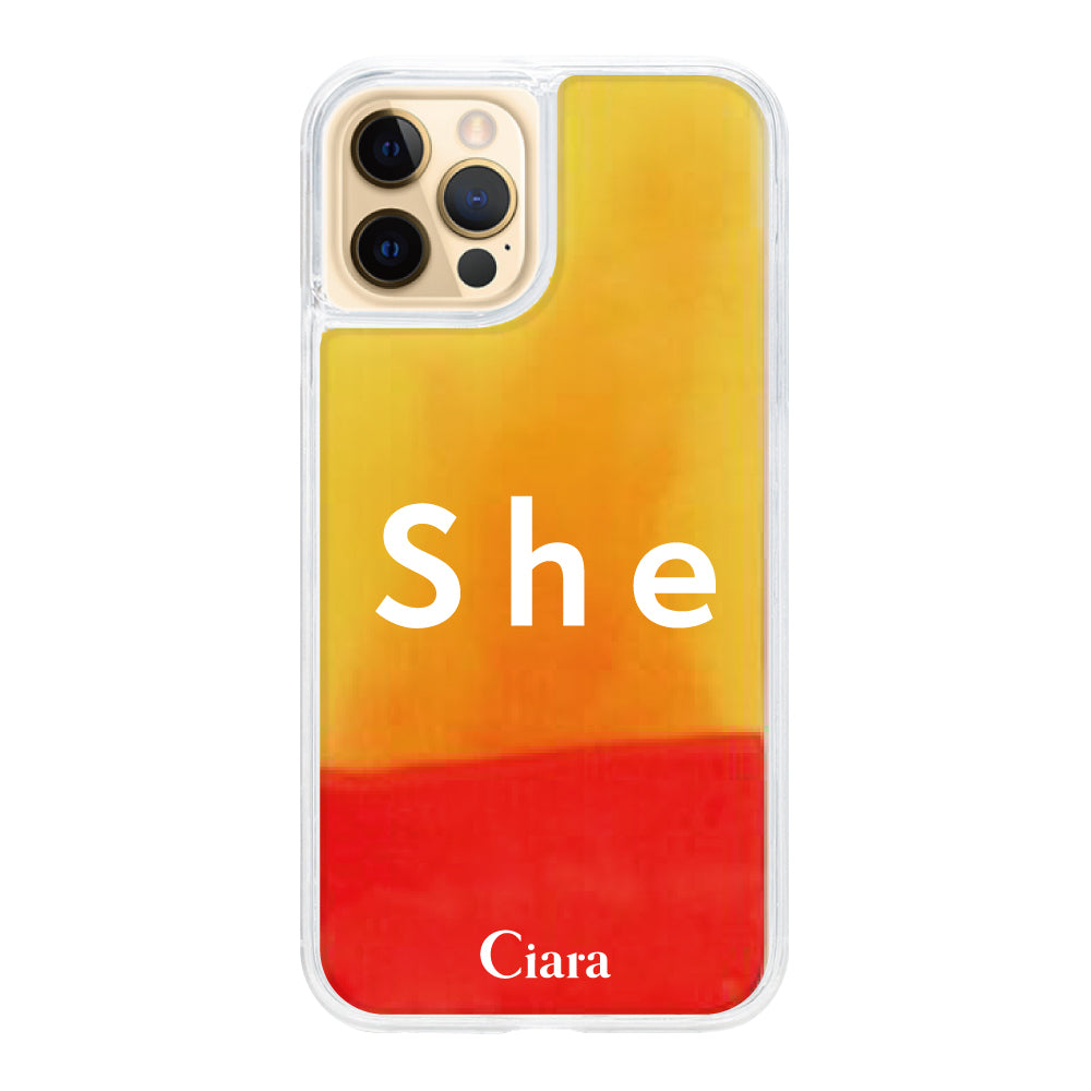 iPhone11ProMaxケース ネオンサンド オイルケース シー オレンジ/イエロー