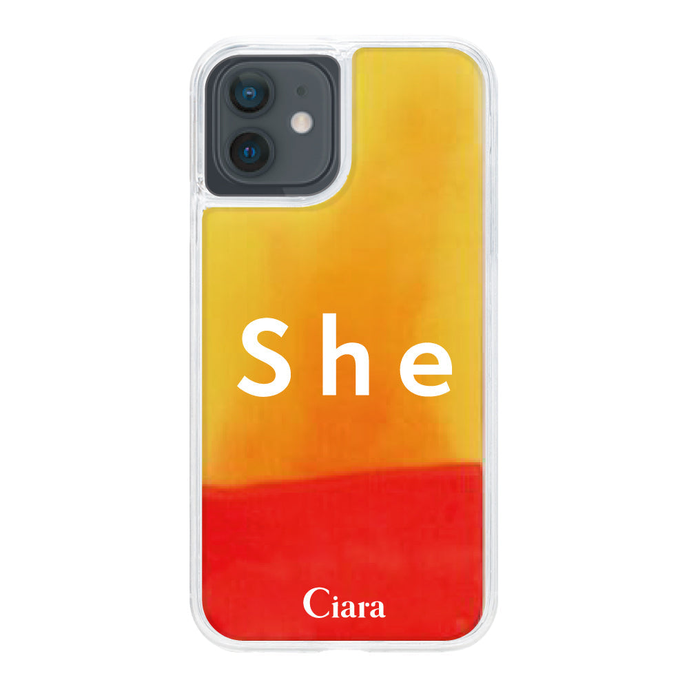 iPhoneXRケース ネオンサンド オイルケース シー オレンジ/イエロー
