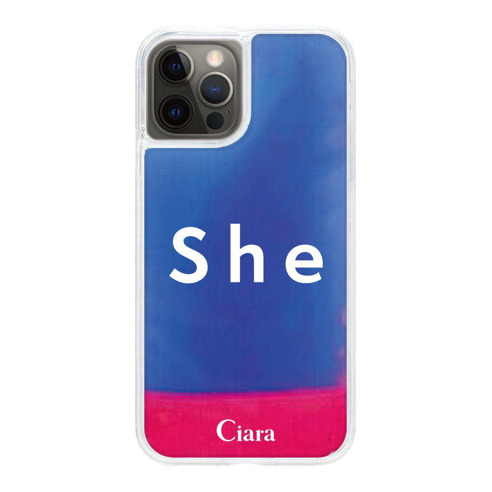 iPhoneX/XSケース ネオンサンド オイルケース シー ピンク/ブルー