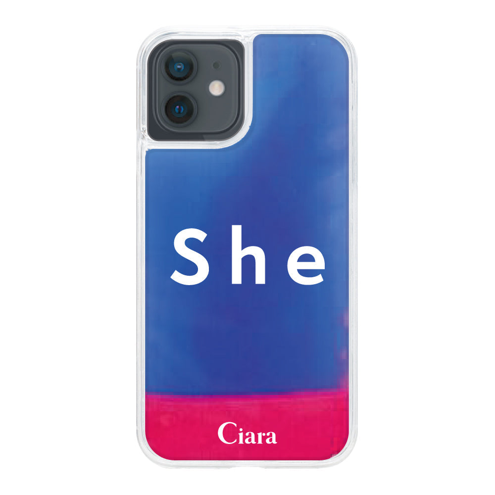iPhoneXRケース ネオンサンド オイルケース シー ピンク/ブルー