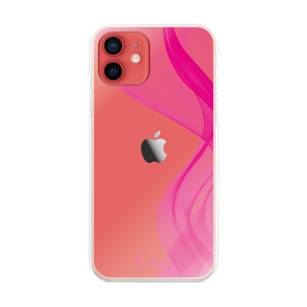 iPhone11 ハイブリッド クリアケース シアーリボン ピンク