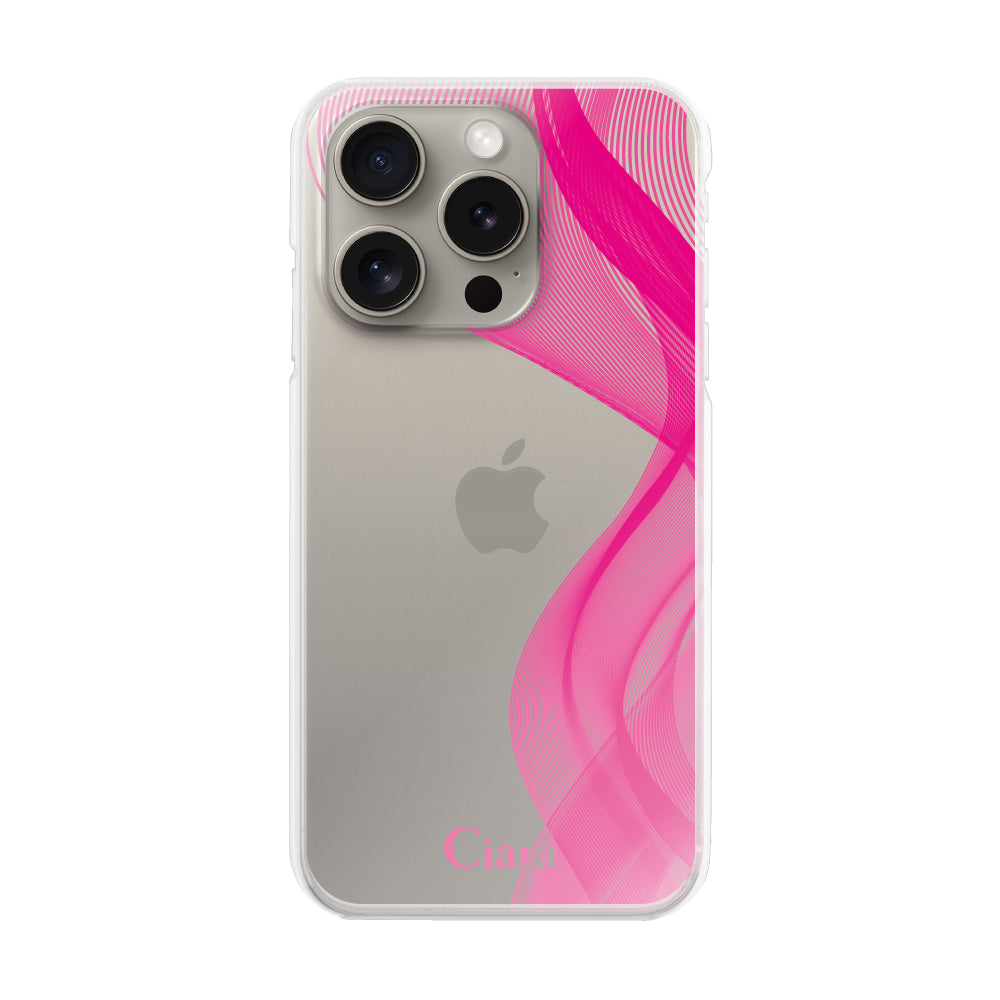 iPhone15Pro ハイブリッド クリアケース シアーリボン ピンク