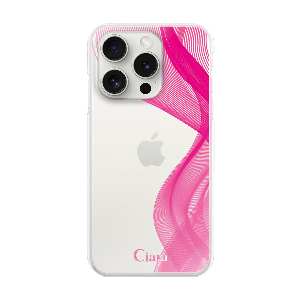 iPhone15ProMax ハイブリッド クリアケース シアーリボン ピンク