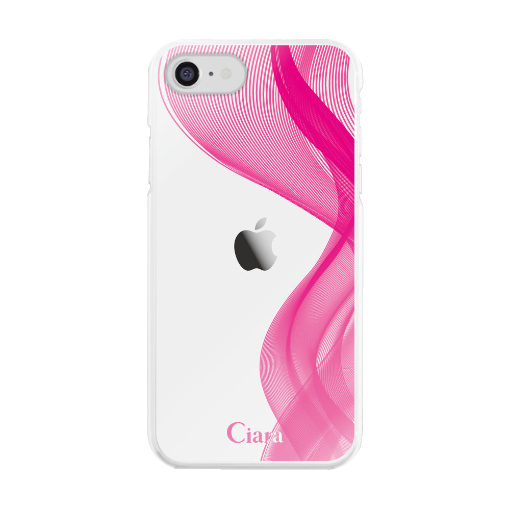 iPhone7/8/SE2/SE3 ハイブリッド クリアケース シアーリボン ピンク