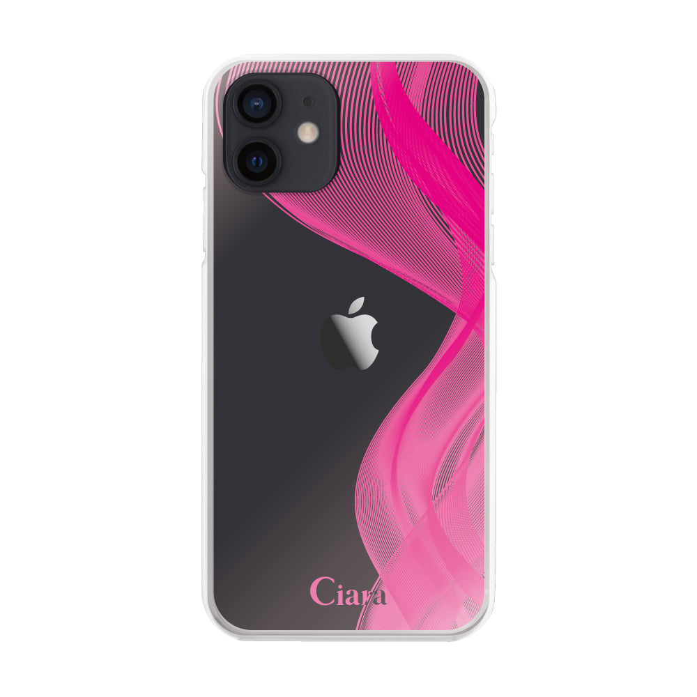 iPhoneXR ハイブリッド クリアケース シアーリボン ピンク