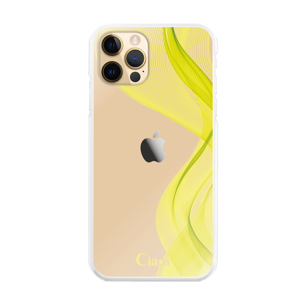 iPhone11ProMax ハイブリッド クリアケース シアーリボン イエロー