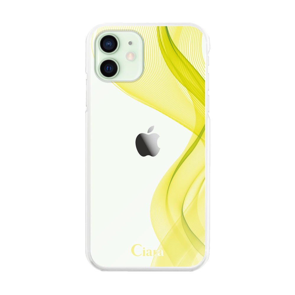 iPhone12mini ハイブリッド クリアケース シアーリボン イエロー