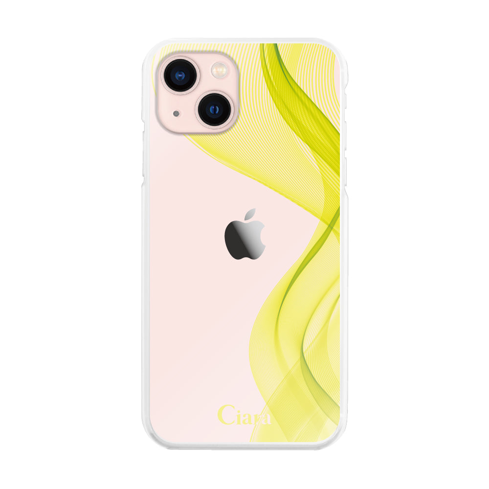 iPhone13 ハイブリッド クリアケース シアーリボン イエロー