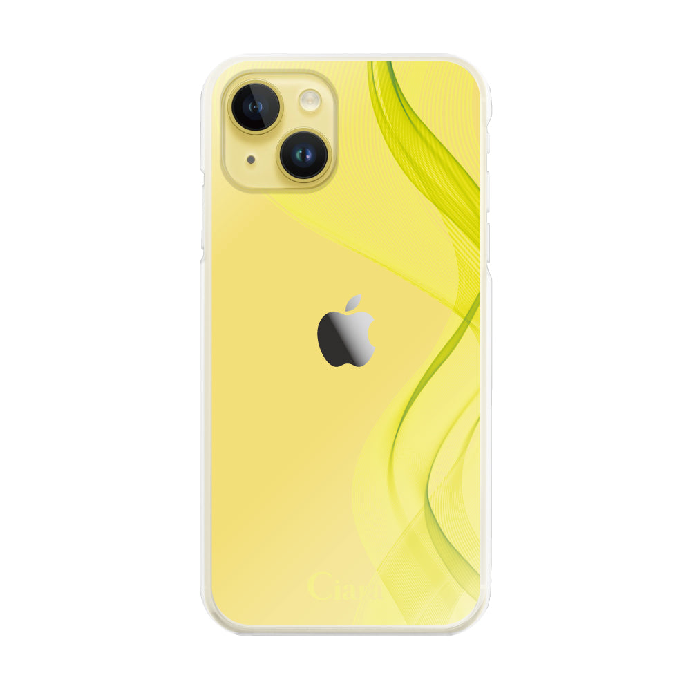 iPhone14Plus ハイブリッド クリアケース シアーリボン イエロー
