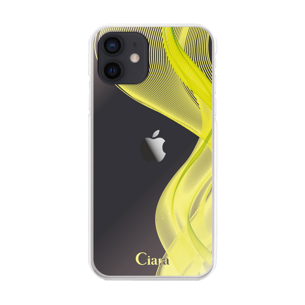 iPhoneXR ハイブリッド クリアケース シアーリボン イエロー
