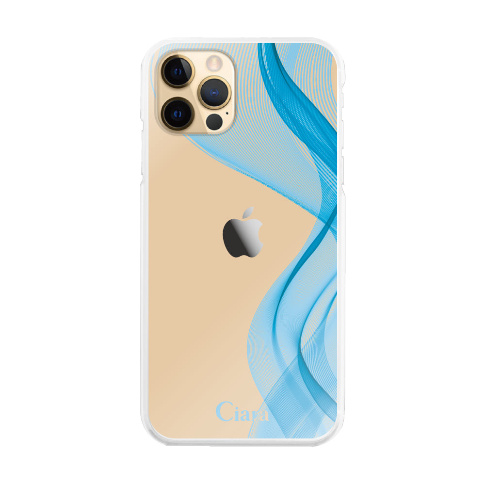 iPhone11ProMax ハイブリッド クリアケース シアーリボン ブルー