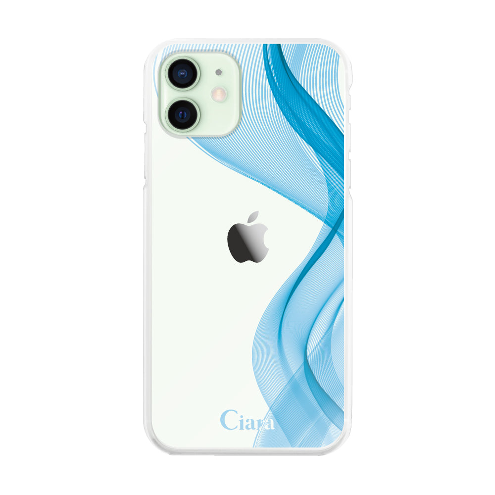 iPhone12mini ハイブリッド クリアケース シアーリボン ブルー