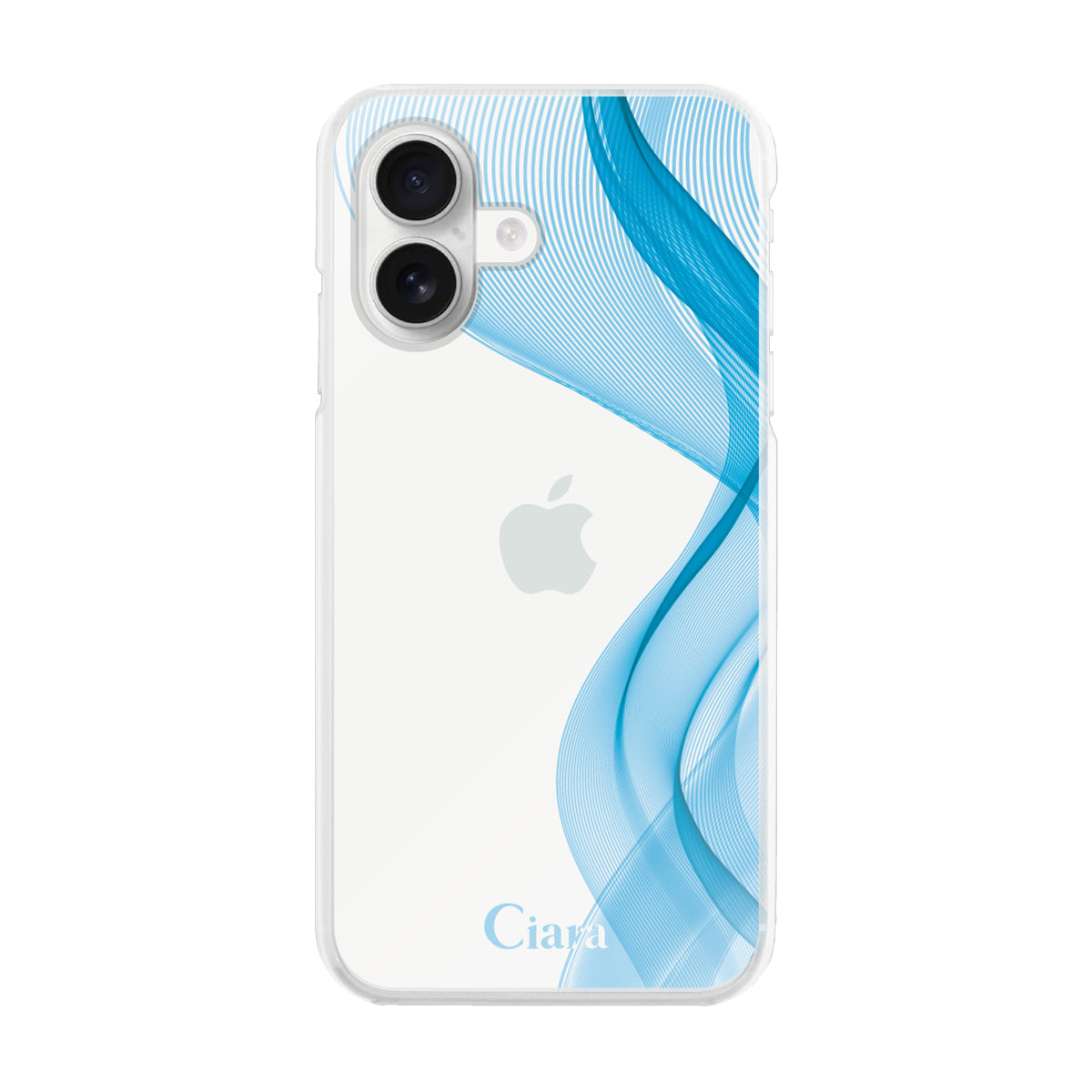 iPhone16 ハイブリッド クリアケース シアーリボン ブルー