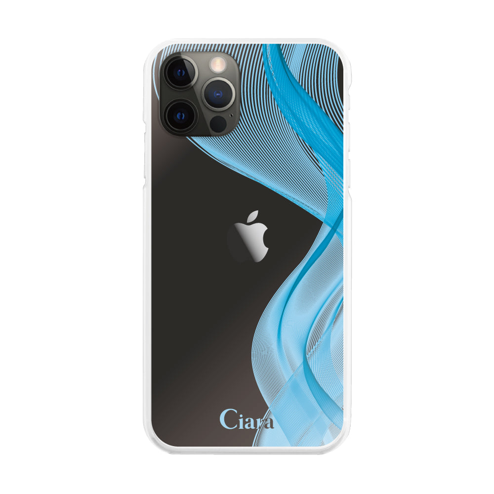 iPhoneX/XS ハイブリッド クリアケース シアーリボン ブルー
