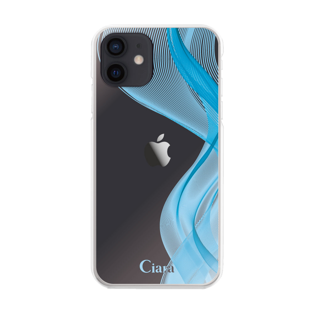iPhoneXR ハイブリッド クリアケース シアーリボン ブルー