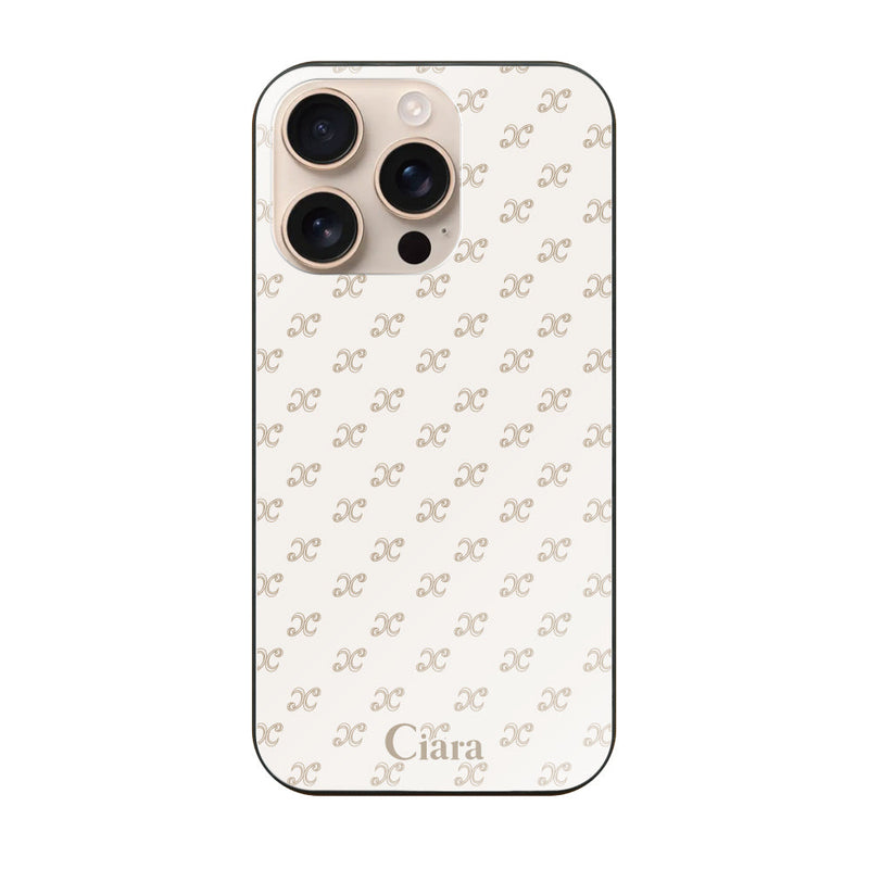 iPhoneケース ガラス 強化ガラスケース シアラモノグラムパターン