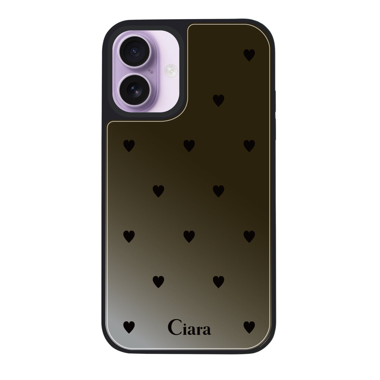 iPhone17 ミラーバンパー ミラー付きケース ニュースウィートブラックハート ブラック