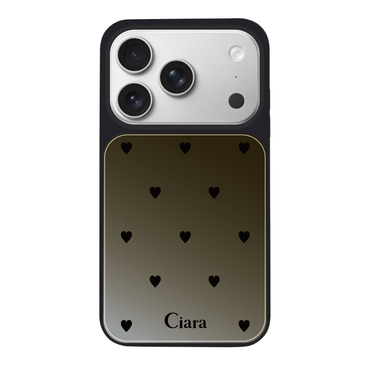 iPhone17Pro ミラーバンパー ミラー付きケース ニュースウィートブラックハート ブラック