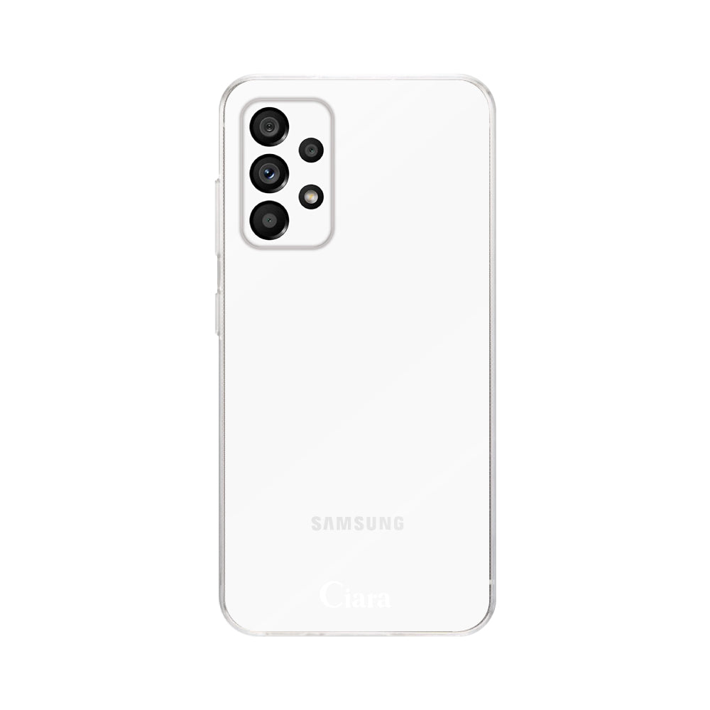 GalaxyA53ケース クリアケース ロゴ ホワイト