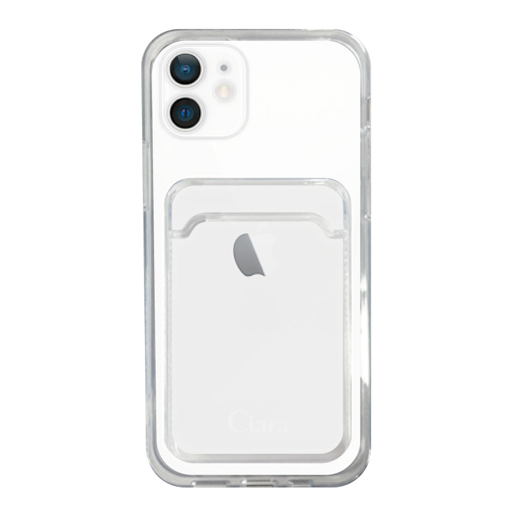 iPhone12mini TPU カード収納クリアケース ロゴ ホワイト