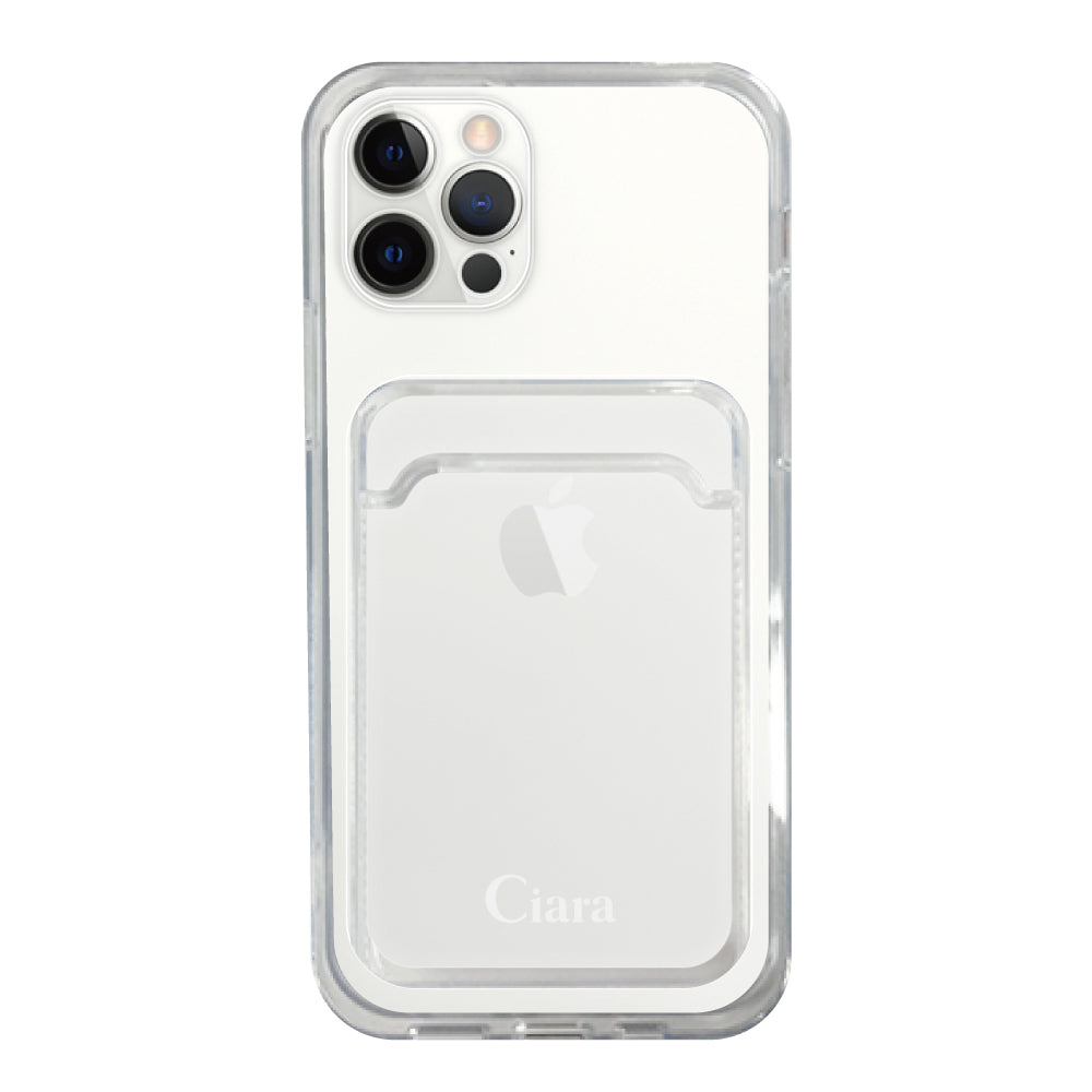 iPhone13ProMax TPU カード収納クリアケース ロゴ ホワイト